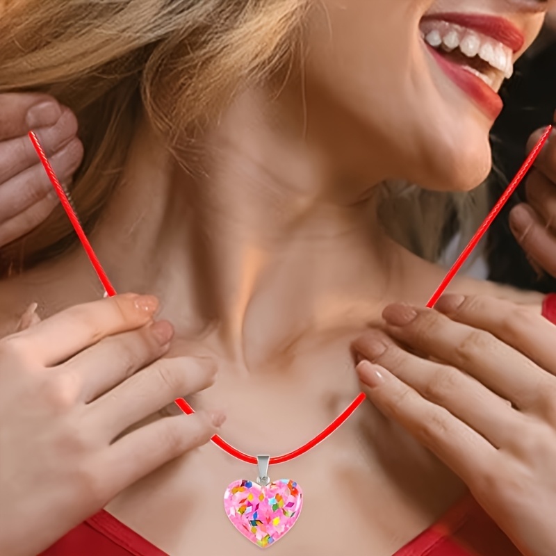 10pcs Multicolor Heart-Shaped Pendant Necklace Set
